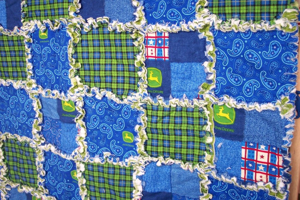 John Deere crib rag quilt