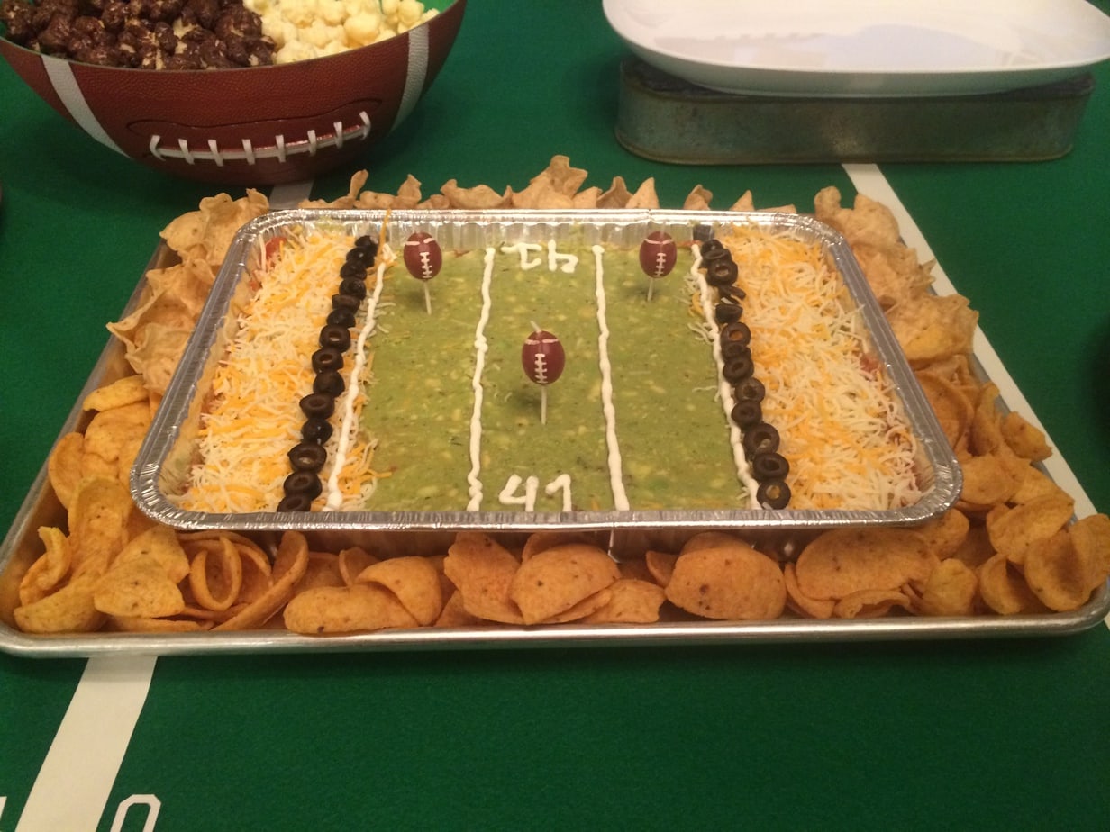 Super Bowl Football Birthday Party seven layer dip