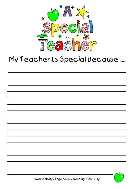 A Special Teacher Writing Prompt