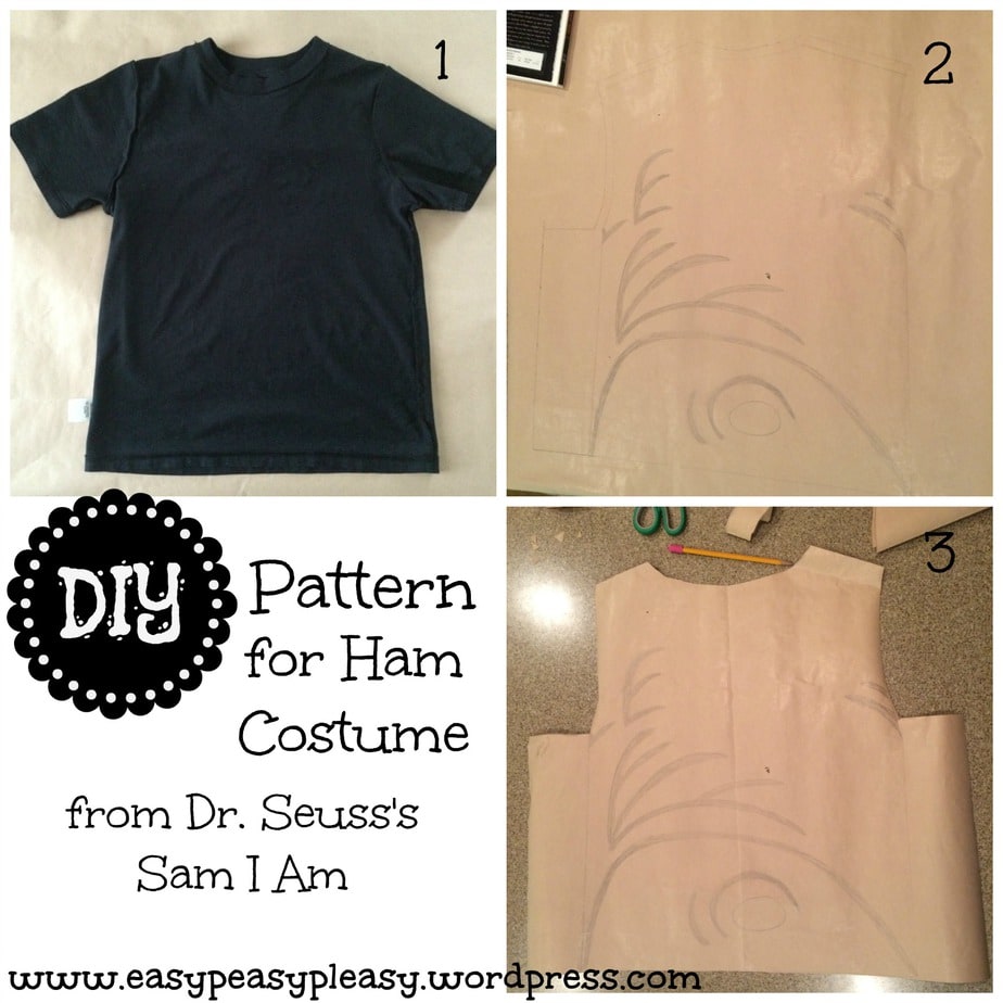 DIY Pattern for Ham Costume from Dr. Seuss's Sam I Am Green Eggs and Ham collage. Seuss's Sam I Am collage