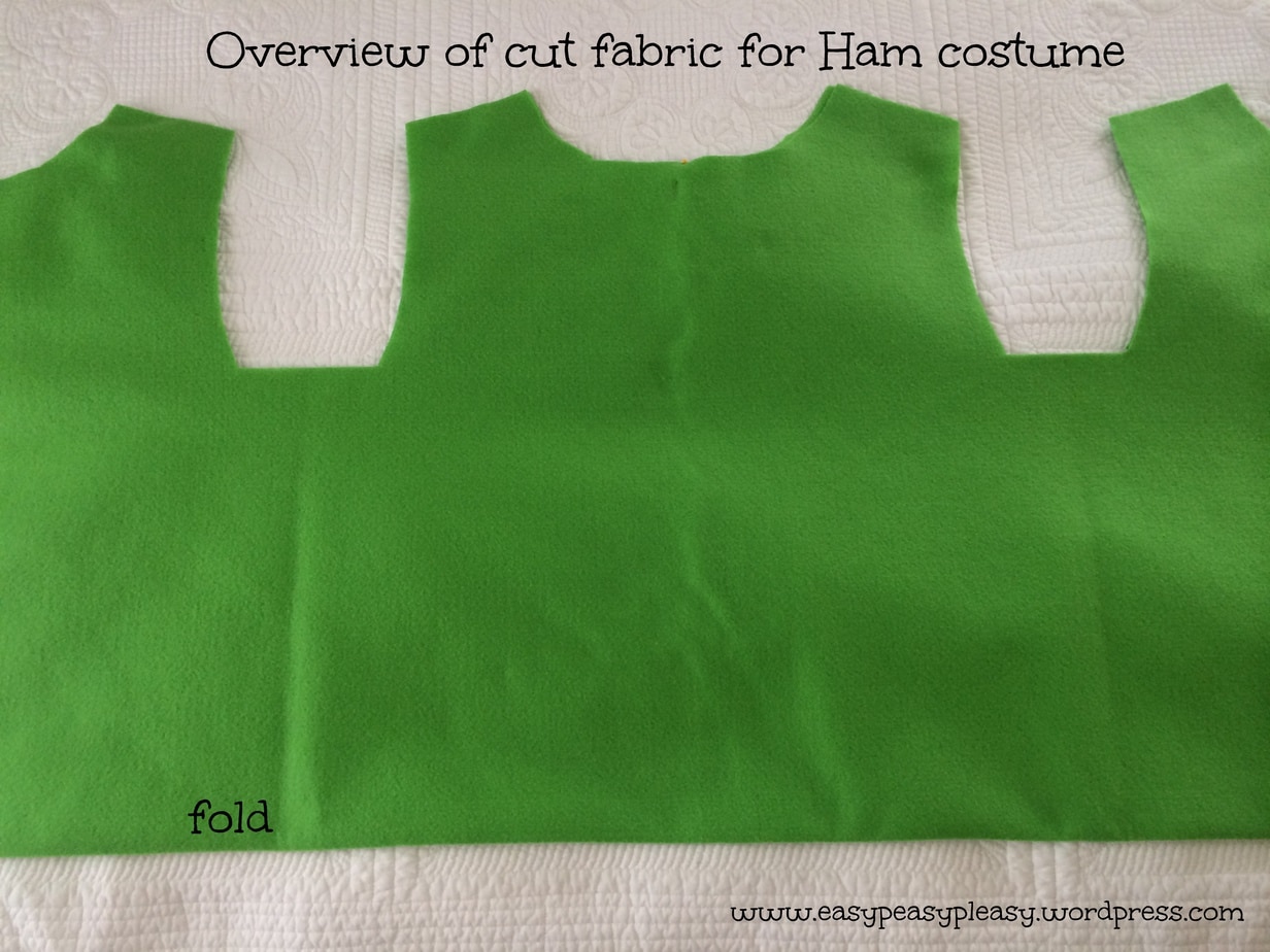 Overview of cut fabric for Dr. Seuss Sam I am Green Eggs and Ham costume