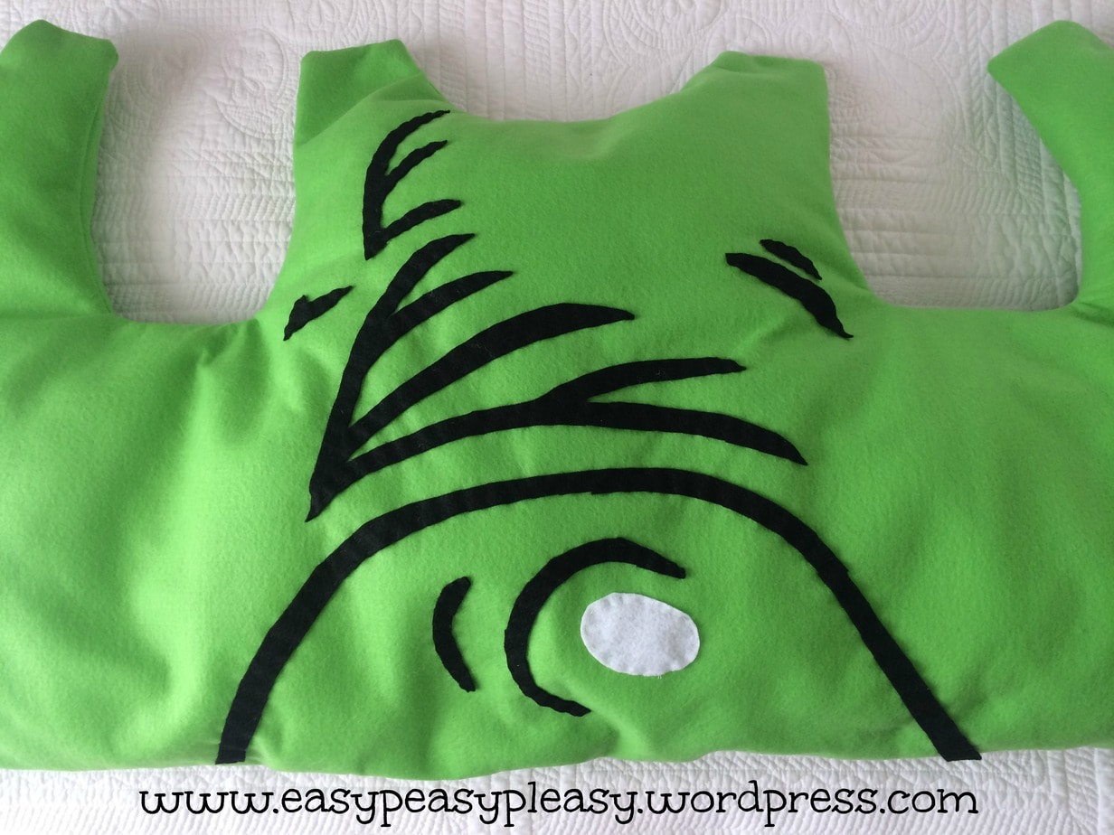 Overview of hand stitch shading on Dr. Seuss Sam I Am Green Eggs and Ham costume