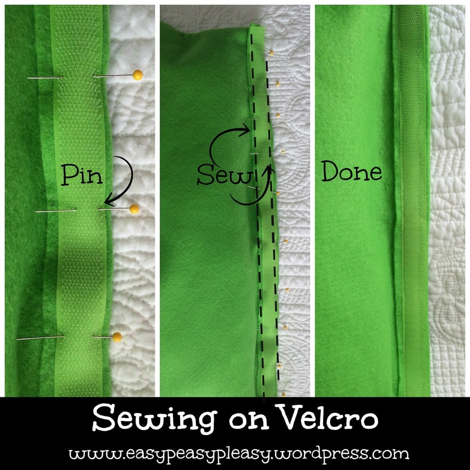 Sewing on Velcro Dr. Seuss Sam I am Green Eggs and Ham costume collage