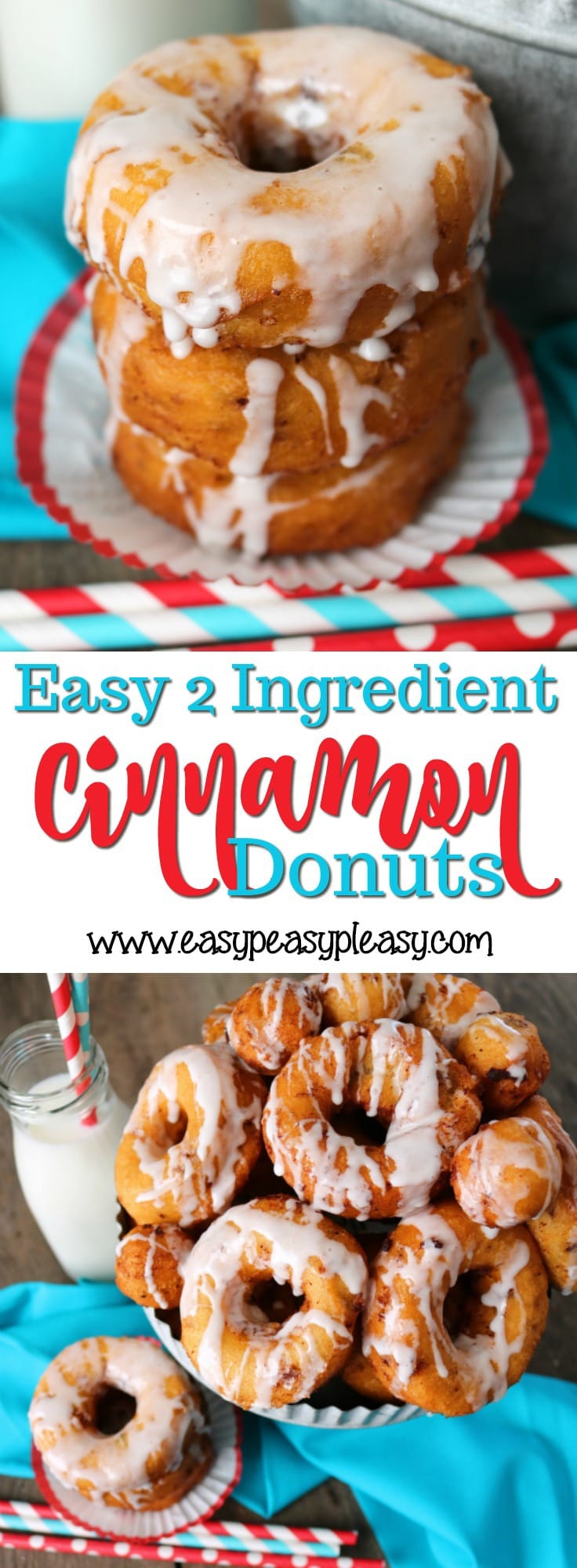 Donuts have never been easier to make than these 2 ingredient cinnamon donuts. This recipe will be a must have on your breakfast menu.