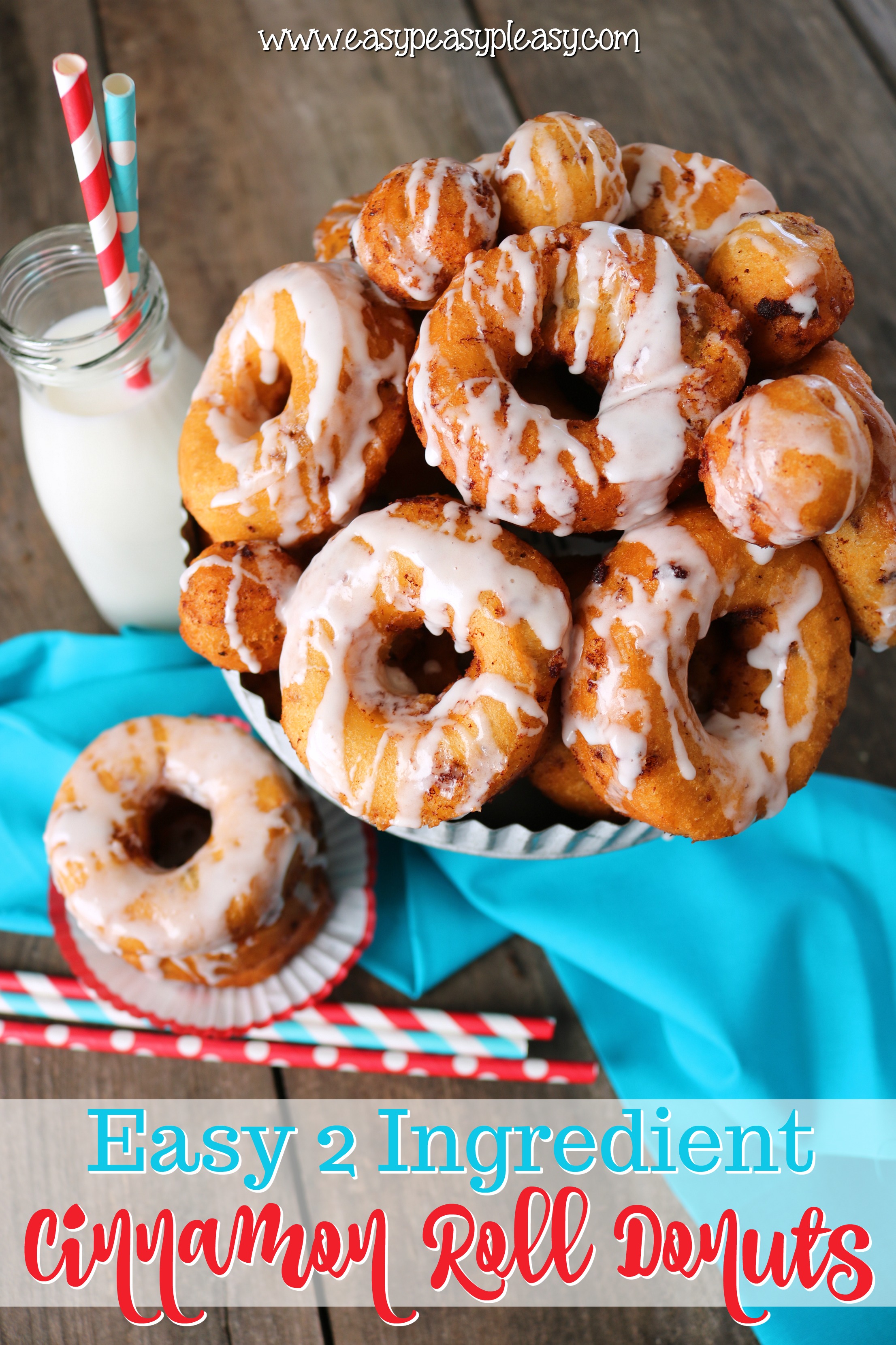 These 2 ingredient cinnamon roll donuts are the easiest donuts you will ever make. Bonus...They are delicious.