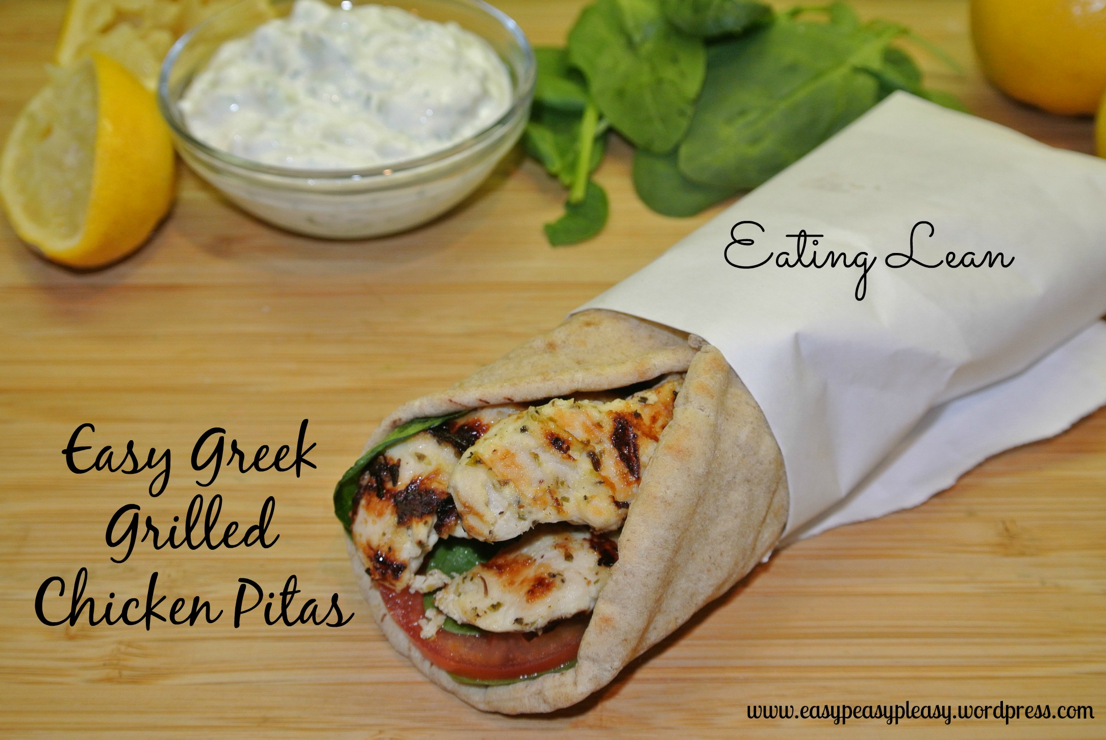 Easy Low Fat Greek Grilled Chicken Pitas with tzatziki sauce Recipe