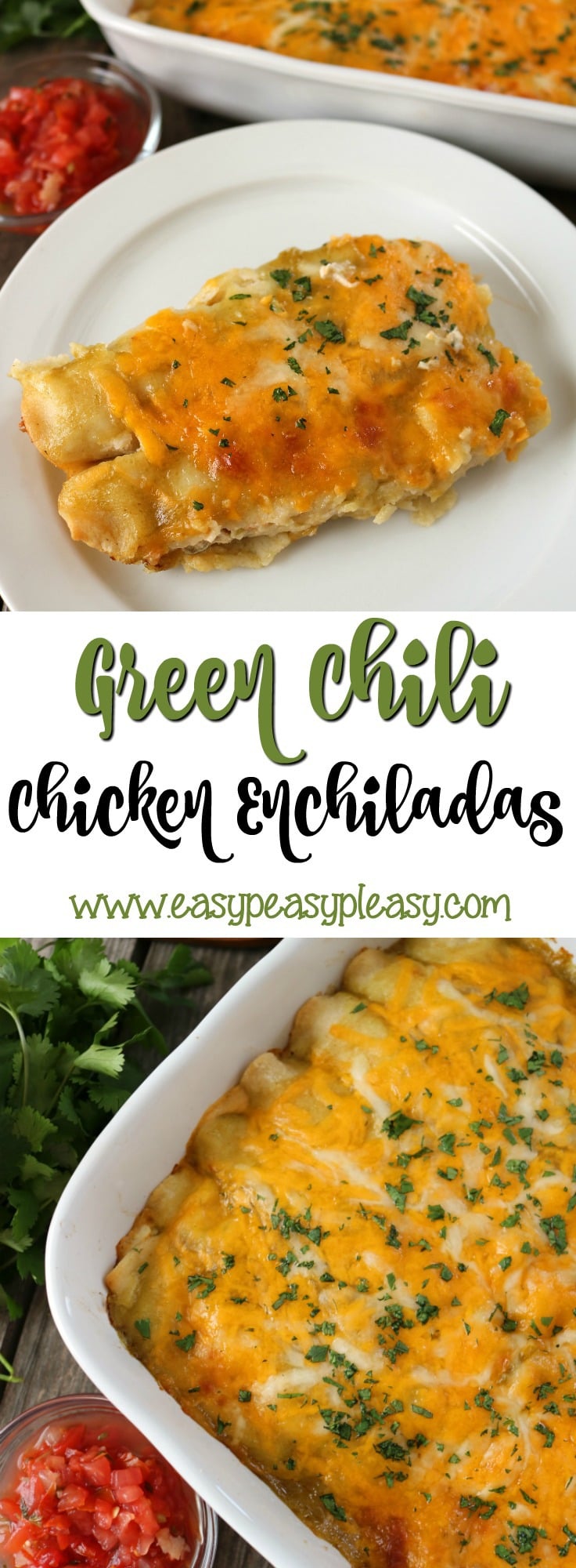 Looking for a dinner your whole family will love These Green Chili Chicken Enchiladas will hit the spot. Perfect for weeknight, make ahead or as a freezer meal.