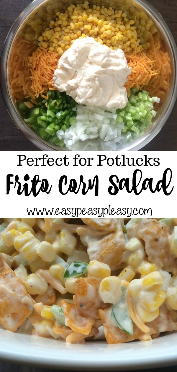 This Frito Corn Salad is the perfect addition to any potluck, cookout, or holiday. It's super easy and there are never any leftovers.