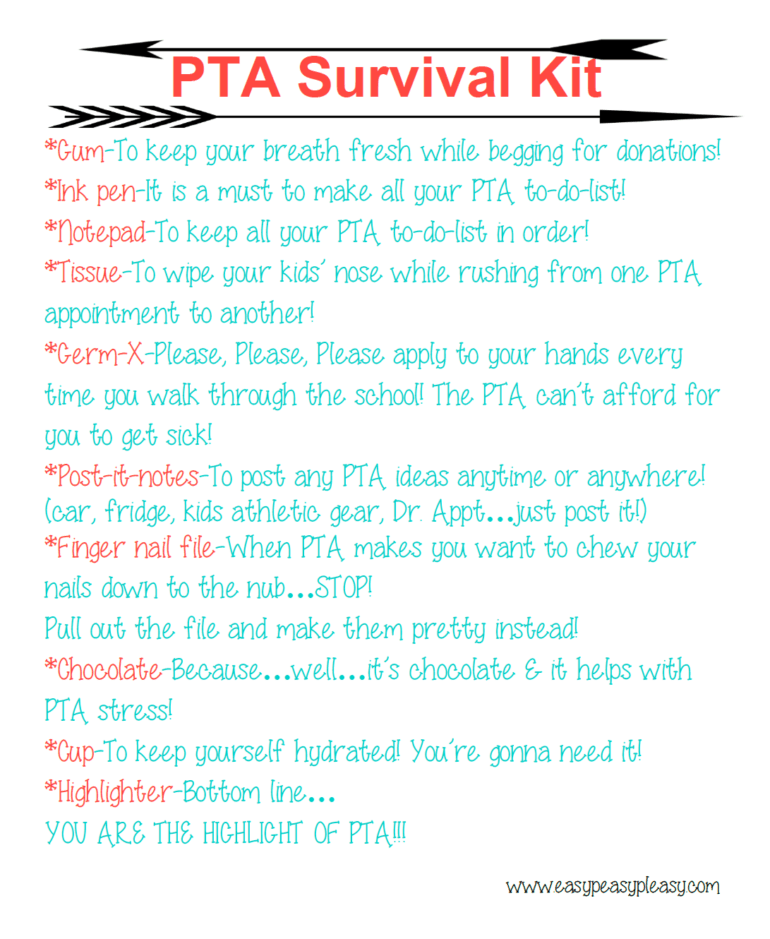 PTO Survival Kit With Free Printable - Easy Peasy Pleasy