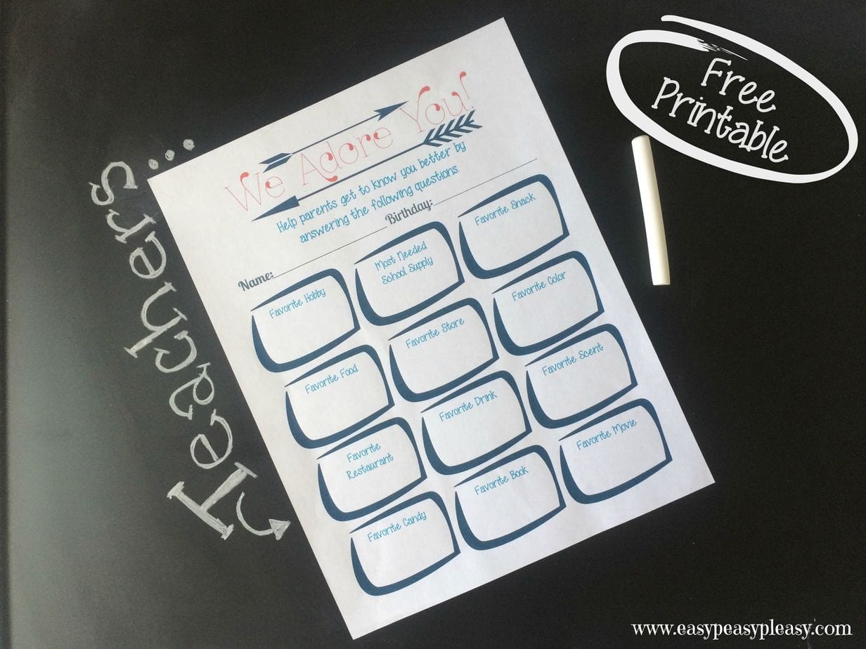 Free Printable Teacher Survey will help you get to know your teacher's favorite things. This form is great for parents, PTO, and PTA. Give the teachers what they really like!