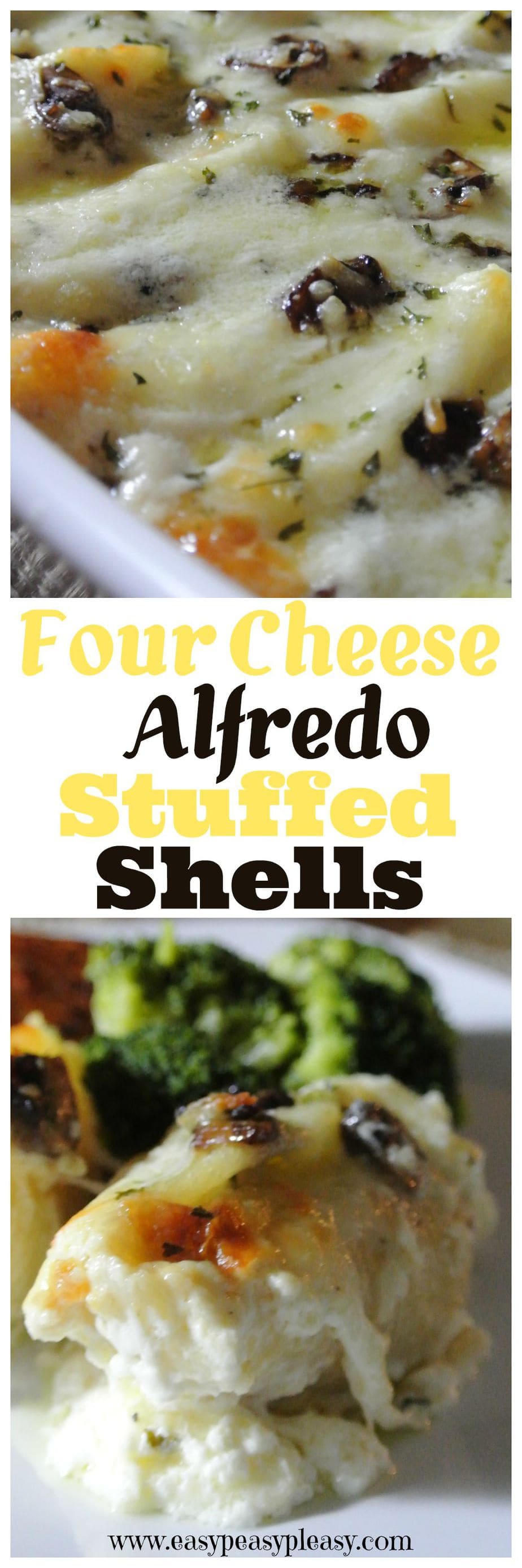 This is one of my all time favorite dishes! The Alfredo sauce is super easy and so delicious over the four cheese stuffed shells. This dish is a great freezer meal option!