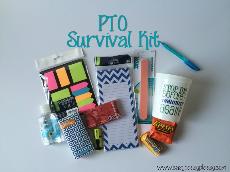 This PTO Survival Kit is the perfect gift for your PTO or PTA Volunteers. Check out the free printable that accompanies this kit!
