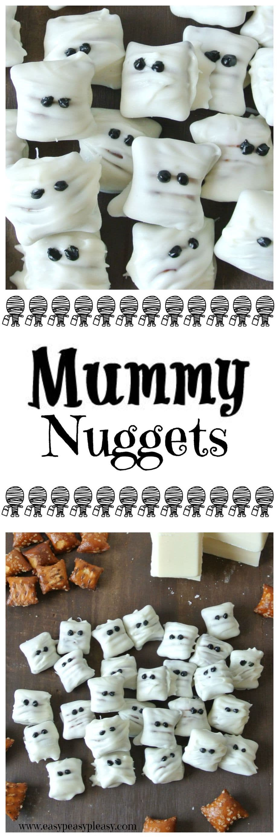 No tricks here, only treats! These 3 Ingredient Mummy Nuggets are the perfect Halloween treat!
