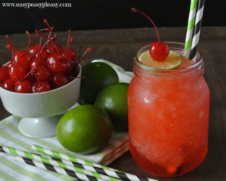 The Easiest Low Calorie Cherry Limeade Slush Ever!