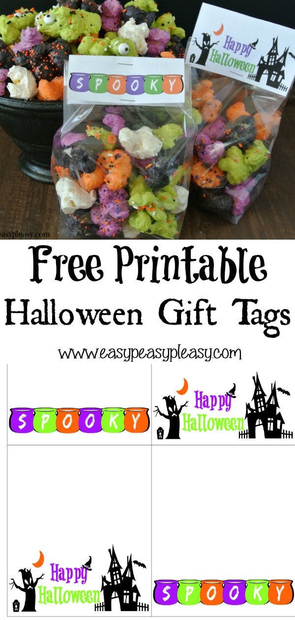 Free Printable Spooktacular Treat bag toppers are perfect Halloween Gift Tags. #halloween #gifttags #treatbagtoppers #halloweengifttags
