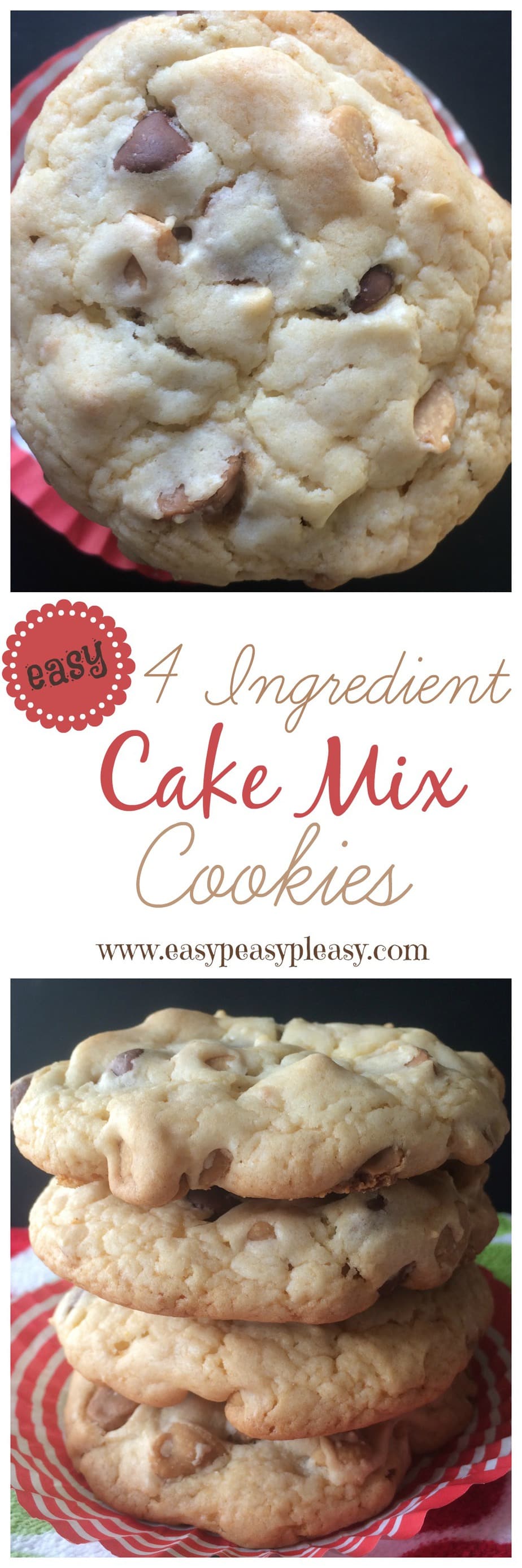 Easy 4 Ingredient Cake Mix Cookies