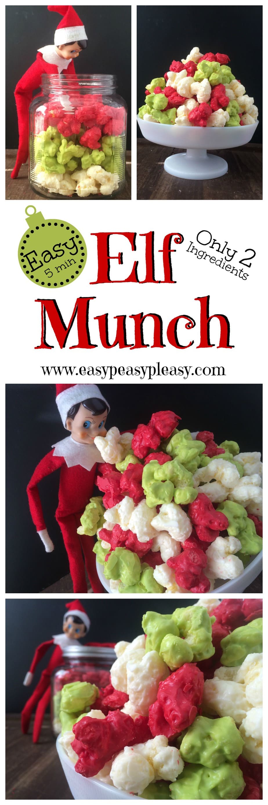 Elf Munch is the perfect treat for those Elves On The Shelf to deliver too the whole family. No popcorn here and it only takes 5 minutes to make with 2 only Ingredients.