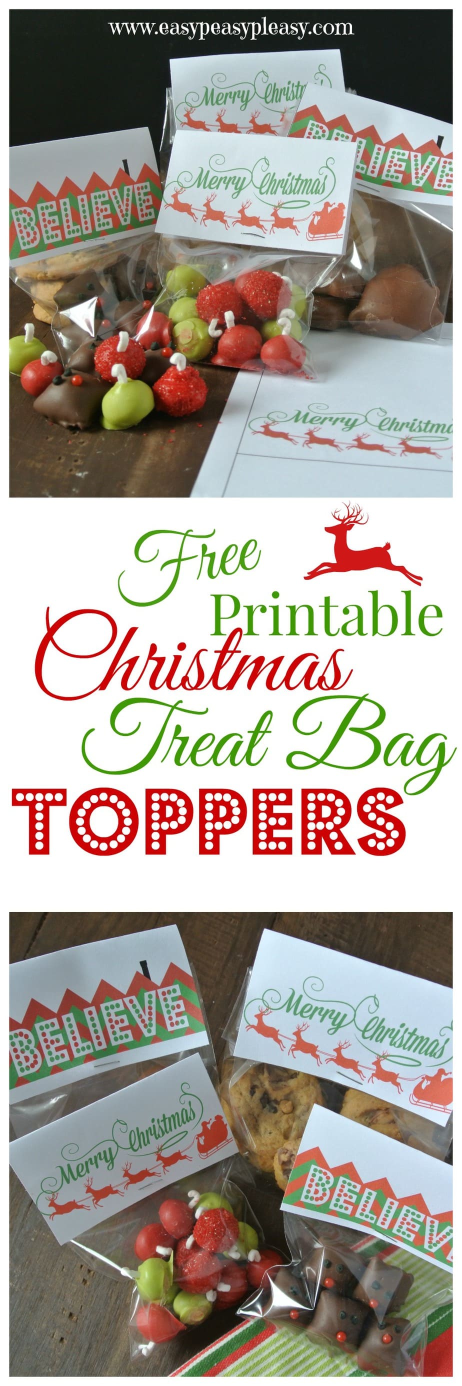 Happy Holidays Treat Bag Topper - Free Printable - Pjs and Paint