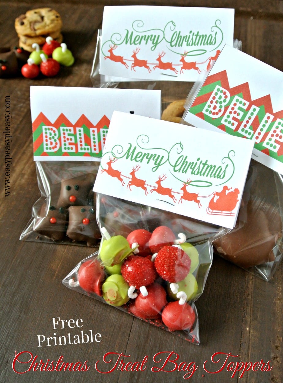 Happy Holidays Treat Bag Topper - Free Printable - Pjs and Paint