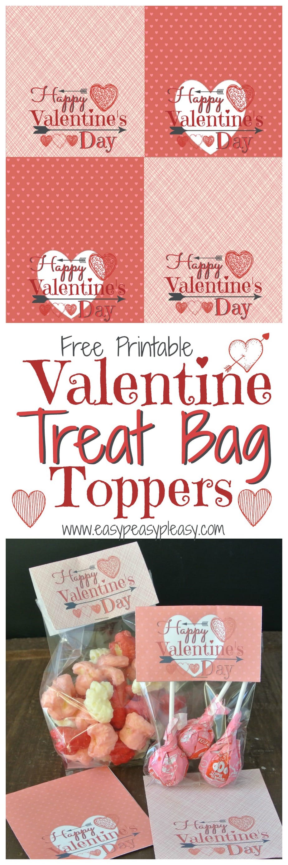 Free Printable Valentine Treat Bag Toppers! Perfect for classrooms parties!