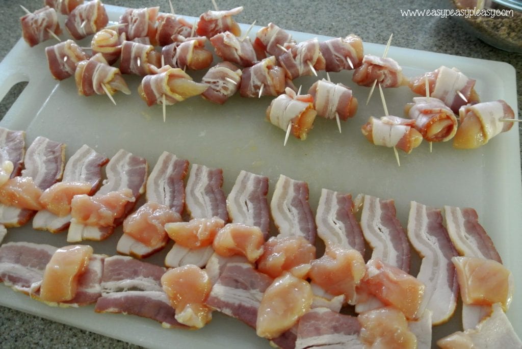 Sweet Chicken Bacon Wraps assembly line.