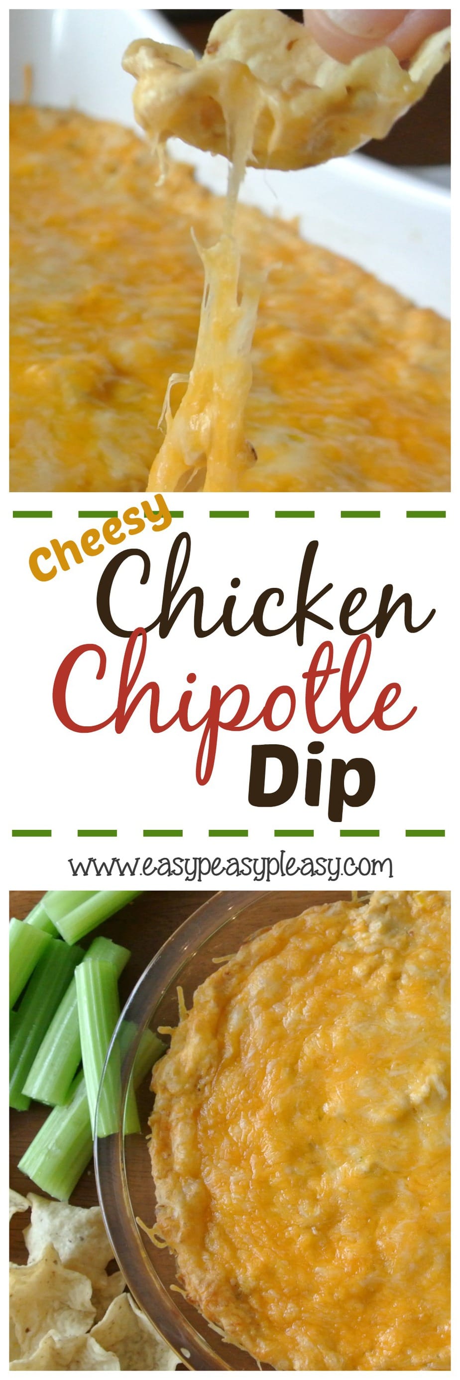 Cheesy Chicken Chipotle Dip is the perfect appetizer for your Super Bowl Party!