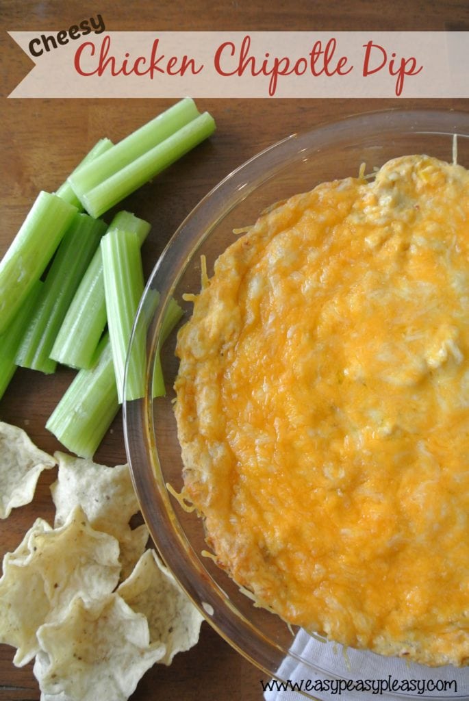 Cheesy Chicken Chipotle Dip made easy with a rotisserie chicken.