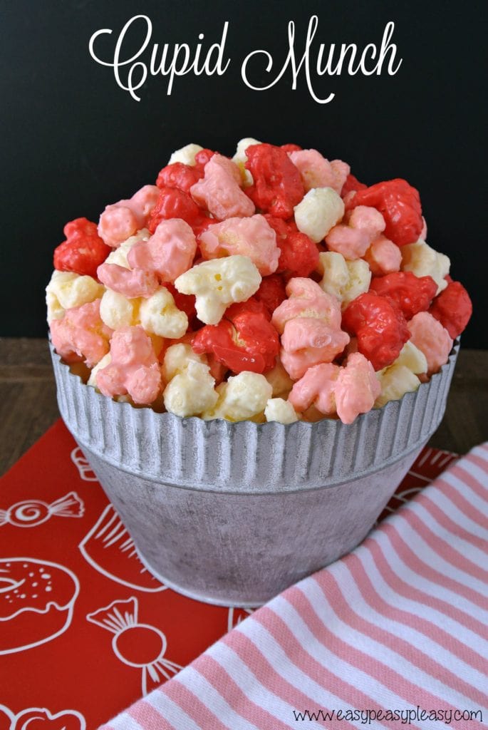 Don't tell anyone my secret that this isn't popcorn. This Easy 2 Ingredient Cupid Munch would make the perfect Valentine Treat!