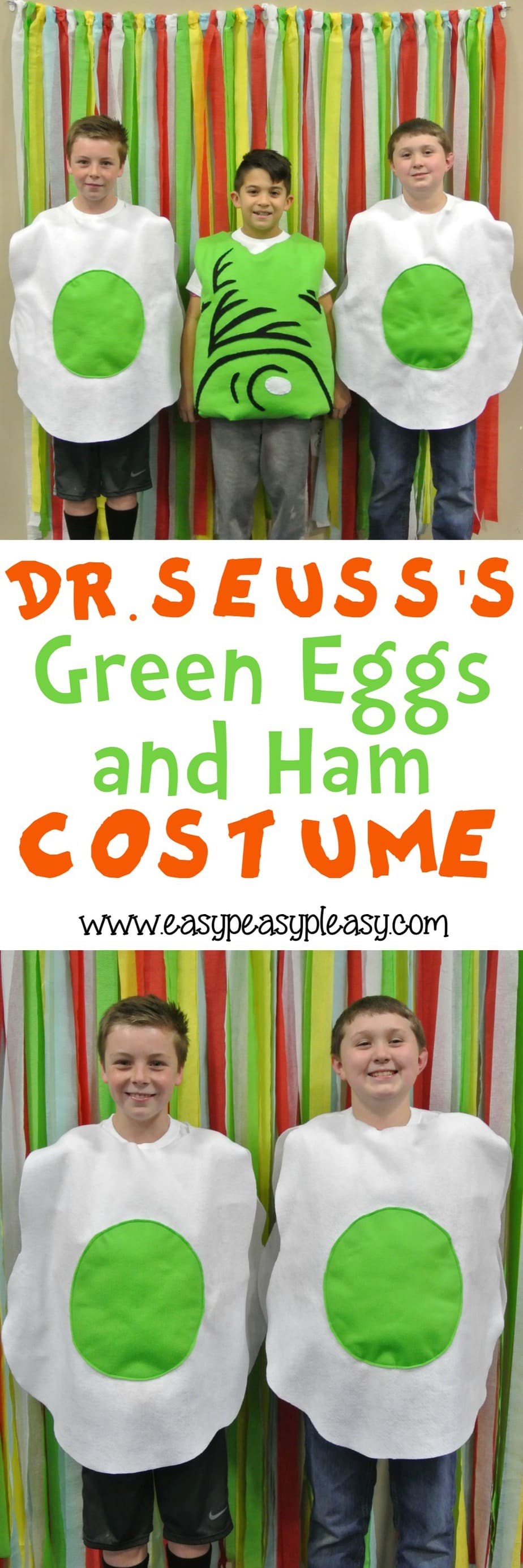 Easy DIY Tutorial to make Dr. Seuss's Green Eggs and Ham Costume for Read Across America Week and Halloween!