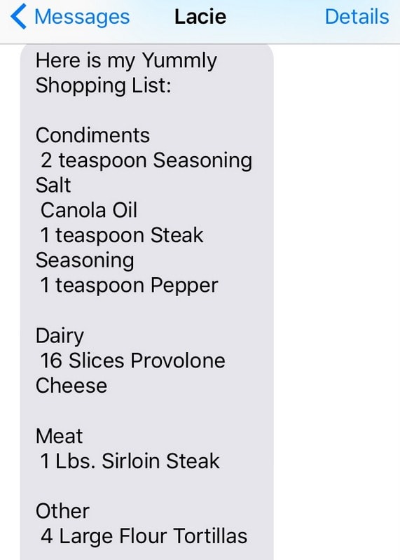 Email or text your Yummly shopping list.