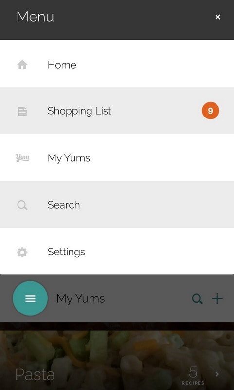 Yummly Shopping List Feature