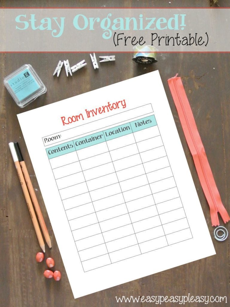 Check out how I organize my craft room and never second guess where I store anything with this Free Printable Room Inventory Chart!