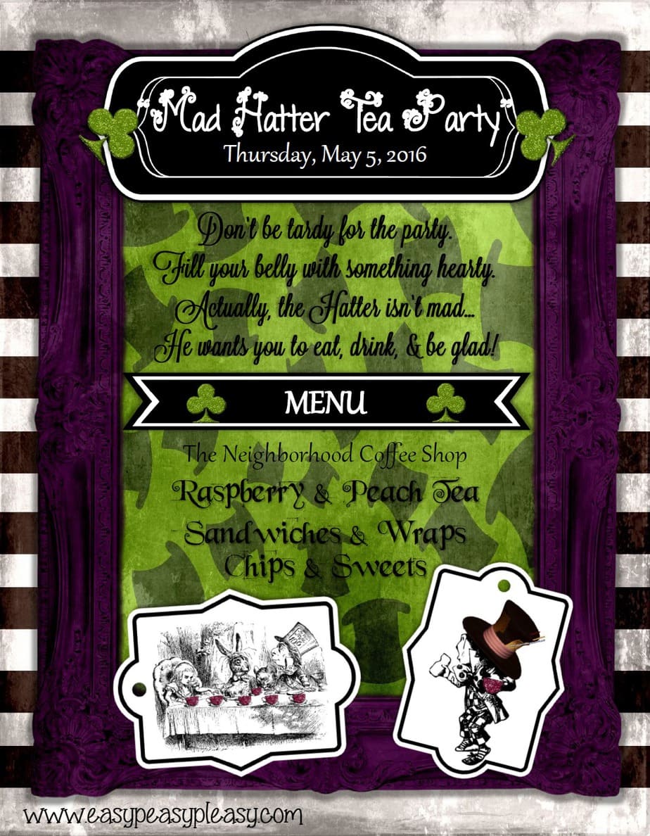 Alice in Wonderland Teacher Appreciation Mad Hatter Tea Party Itinerary!