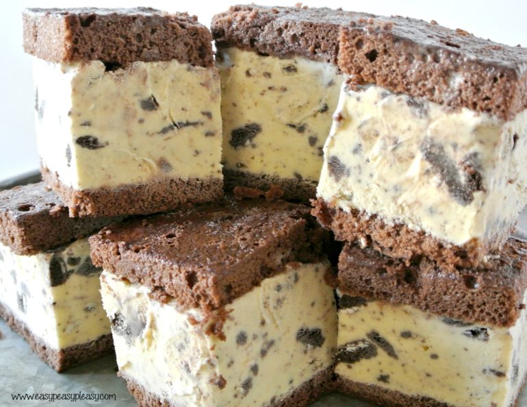 Make your own Easy Homemade Ice Cream Sandwich Cake to save money and customize the way you like it!