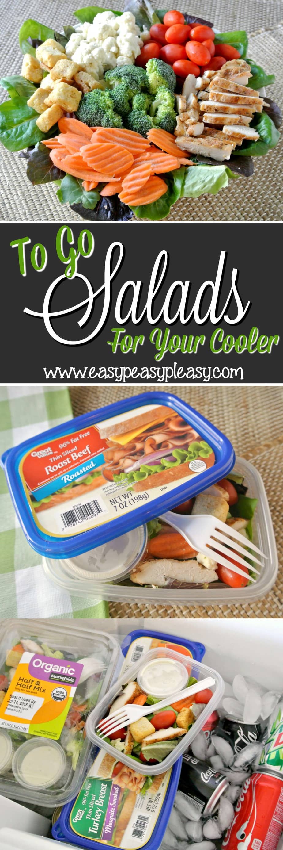 From salad to container to cooler to trash. Easy To Go Salads with no cleanup are the perfect addition to your cooler when hitting the lake, ballpark, beach and tailgating.