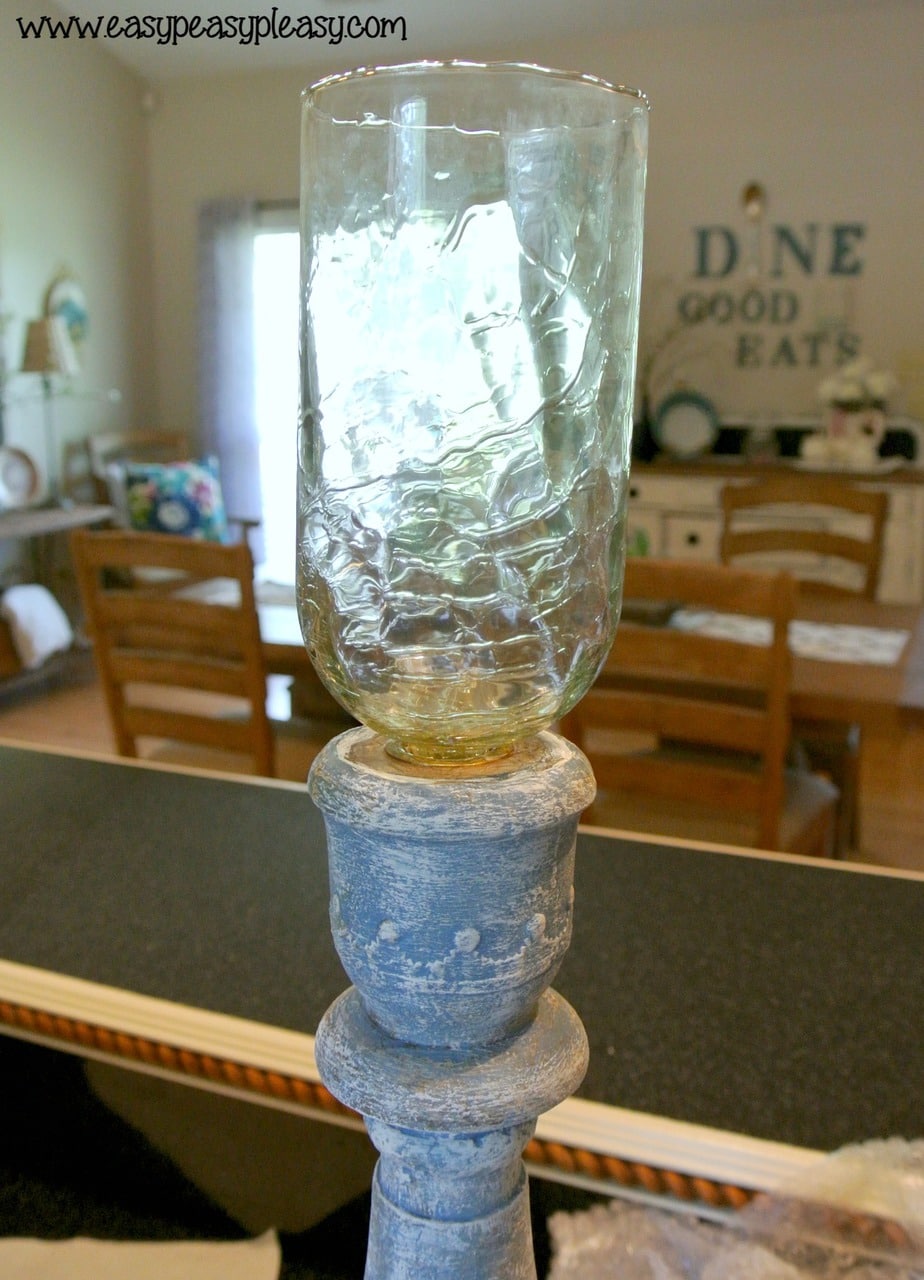 Transforming a wax covered candle holder purchased from a yard sale that would only hold a skinny candle stick.