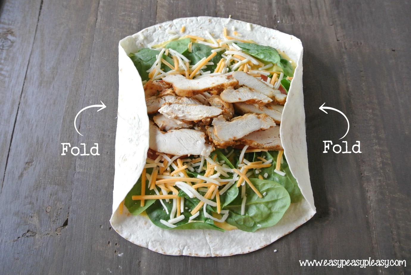 How to make a wrap. Fold in both sides.