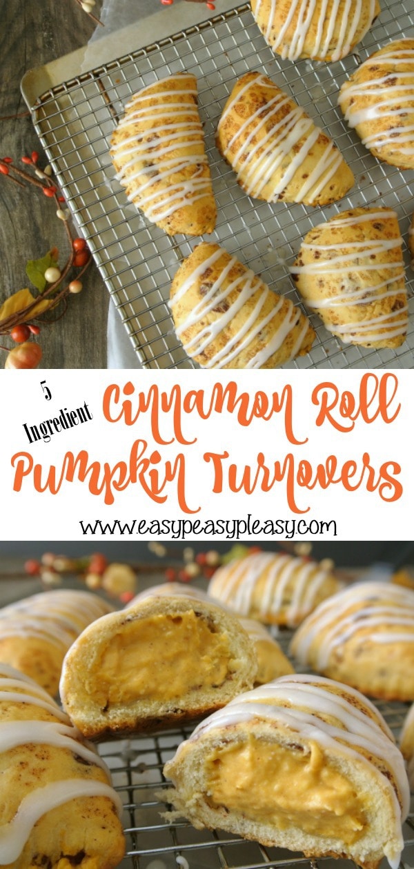 Only 5 Ingredients to make Cinnamon Roll Pumpkin Turnovers perfect for fall and anyone who loves pumpkin and pumpkin spice.