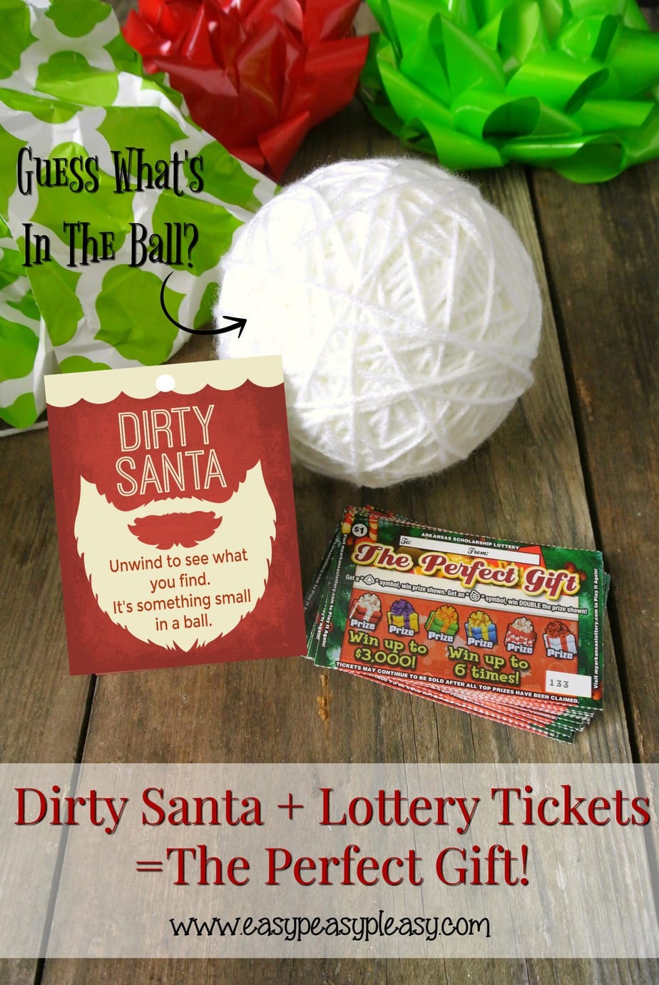 Dirty Santa Gift Ideas using Lottery Tickets plus free printable gifts tags to match!