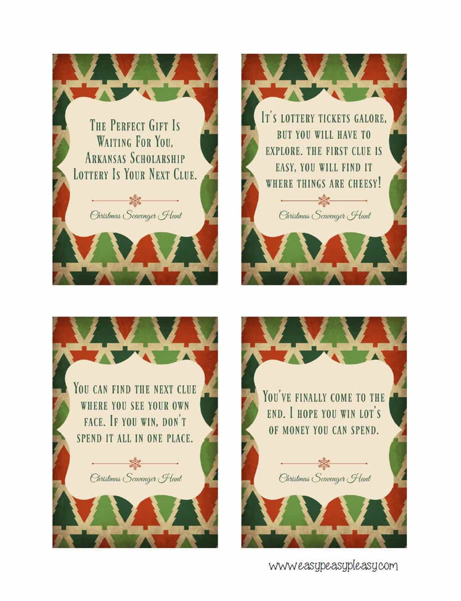 Christmas Scavenger Hunt Clues Free Printable Printable Templates