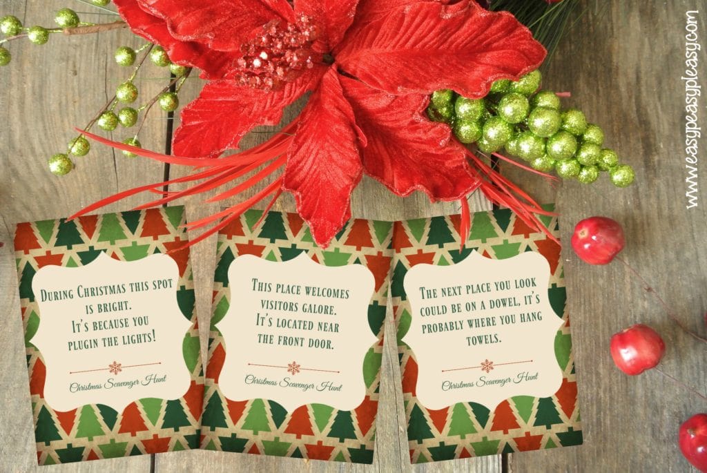 This is a photo of Dynamic Christmas Scavenger Hunt Printable Clues It is an image of Dynamic Christmas Scavenger Hunt Printable Clues