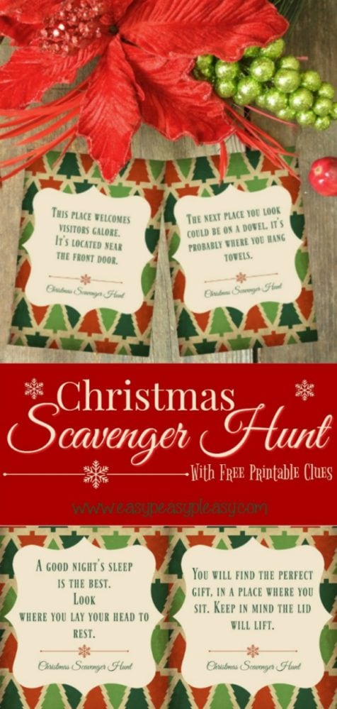 Christmas Scavenger Hunt With Free Printable Clues - Easy Peasy Pleasy