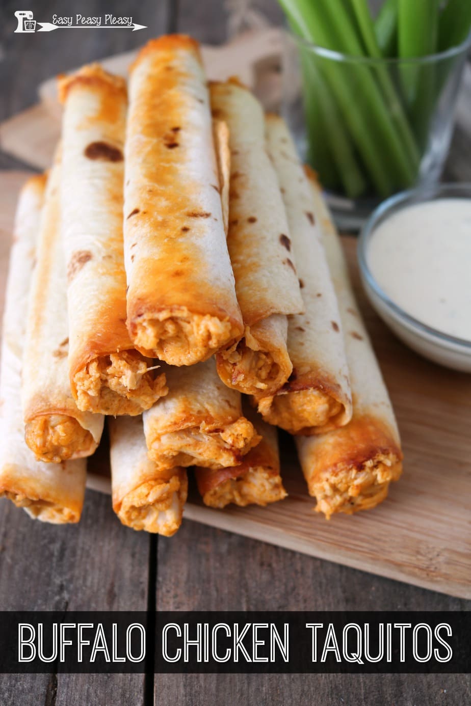 Buffalo Chicken Taquitos are the perfect handheld spin on Buffalo Chicken Dip. Easy Game Day food or appetizer to please a crowd.