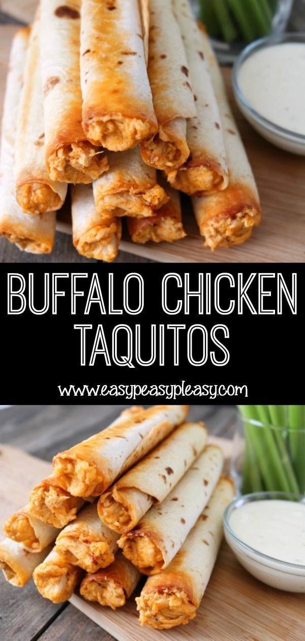 Buffalo Chicken Taquitos for the win! Score big with your family on a week night or anytime you need an appetizer. It's a sure crowd pleaser! #buffalochicken