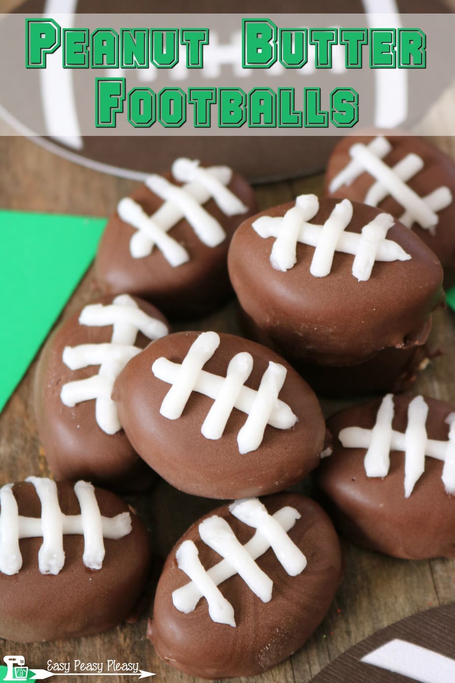 Easy Chocolate Covered Peanut Butter Balls are getting a makeover for the perfect game day and Super Bowl sweet treat!