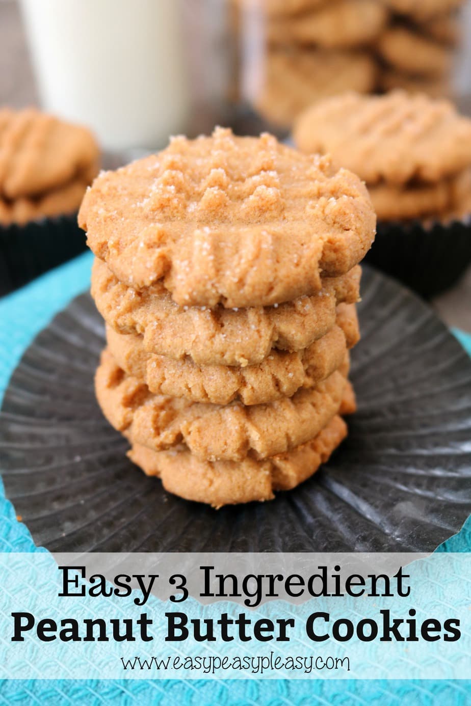 Satisfy your sweet tooth craving in a flash with these 3 ingredient Peanut Butter Cookies.