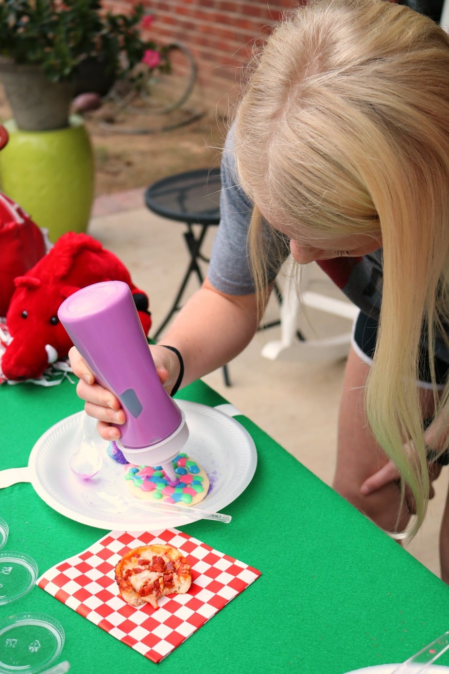 Pizza and Cookie Decorating are the perfect winning combo for game day with kids.