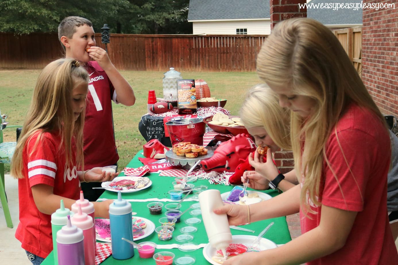 Pizza and cookie decorating for the win with kids on game day!