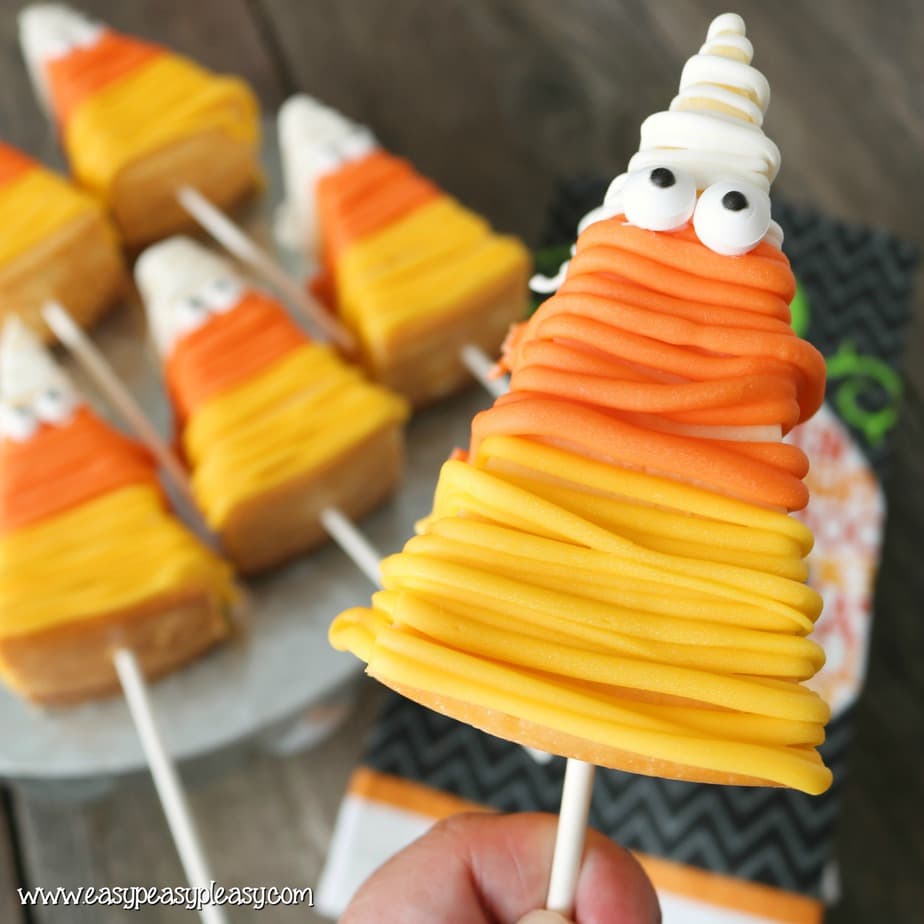 No Bake Candy Corn Cheesecake On A Stick - Easy Peasy Pleasy