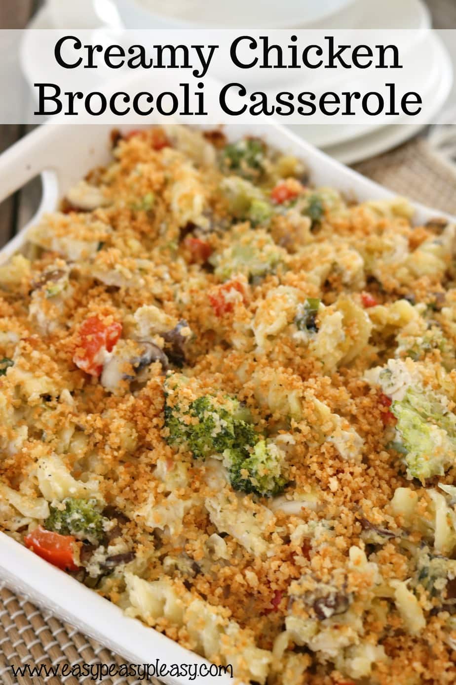 Creamy Chicken Broccoli Casserole is perfect for potlucks, dinner with leftovers and really great for family gatherings.